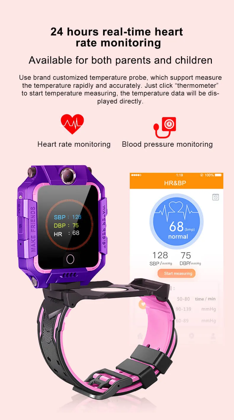 4G Smart GPS Positioning Video Call 360° Rotation Kids Phone Watch With Body Temperature