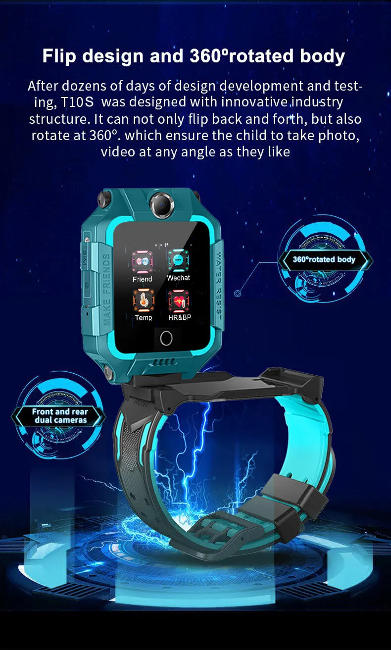 4G Smart GPS Positioning Video Call 360° Rotation Kids Phone Watch With Body Temperature