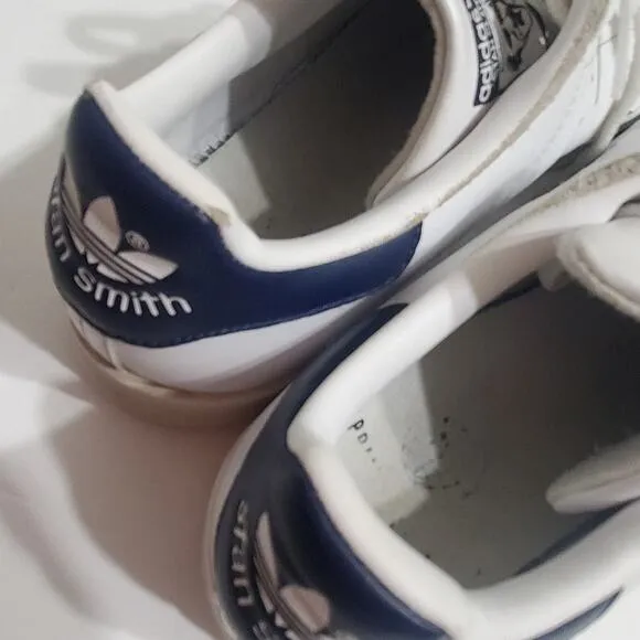 Adidas Stan Smith Classic White Navy Blue Sneakers Womens Size 6.5 / Mens 5.5