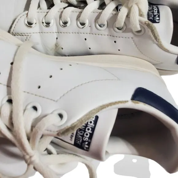 Adidas Stan Smith Classic White Navy Blue Sneakers Womens Size 6.5 / Mens 5.5