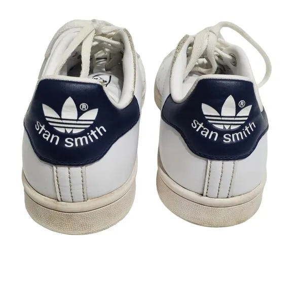 Adidas Stan Smith Classic White Navy Blue Sneakers Womens Size 6.5 / Mens 5.5
