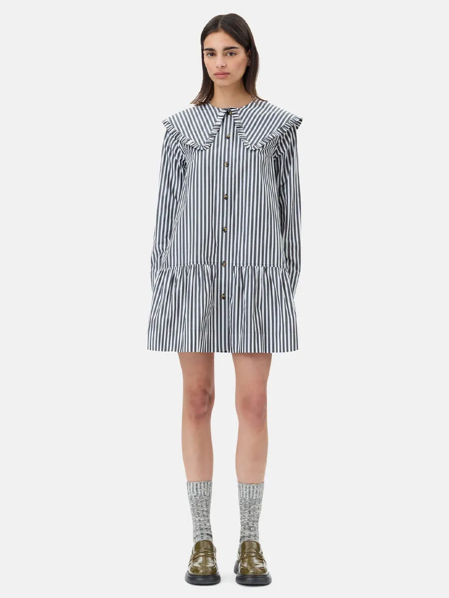 Black and White Stripe Mini Shirt Dress