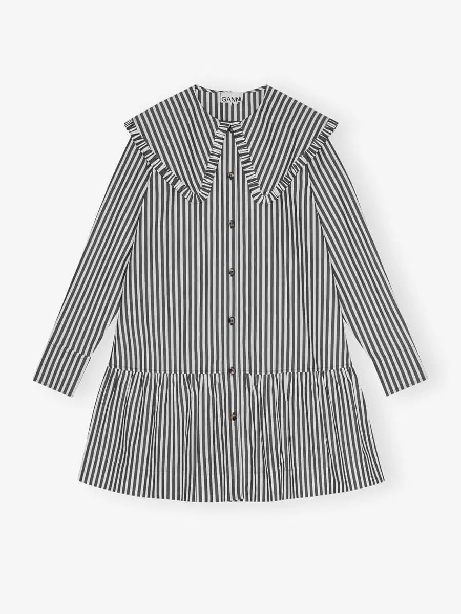 Black and White Stripe Mini Shirt Dress