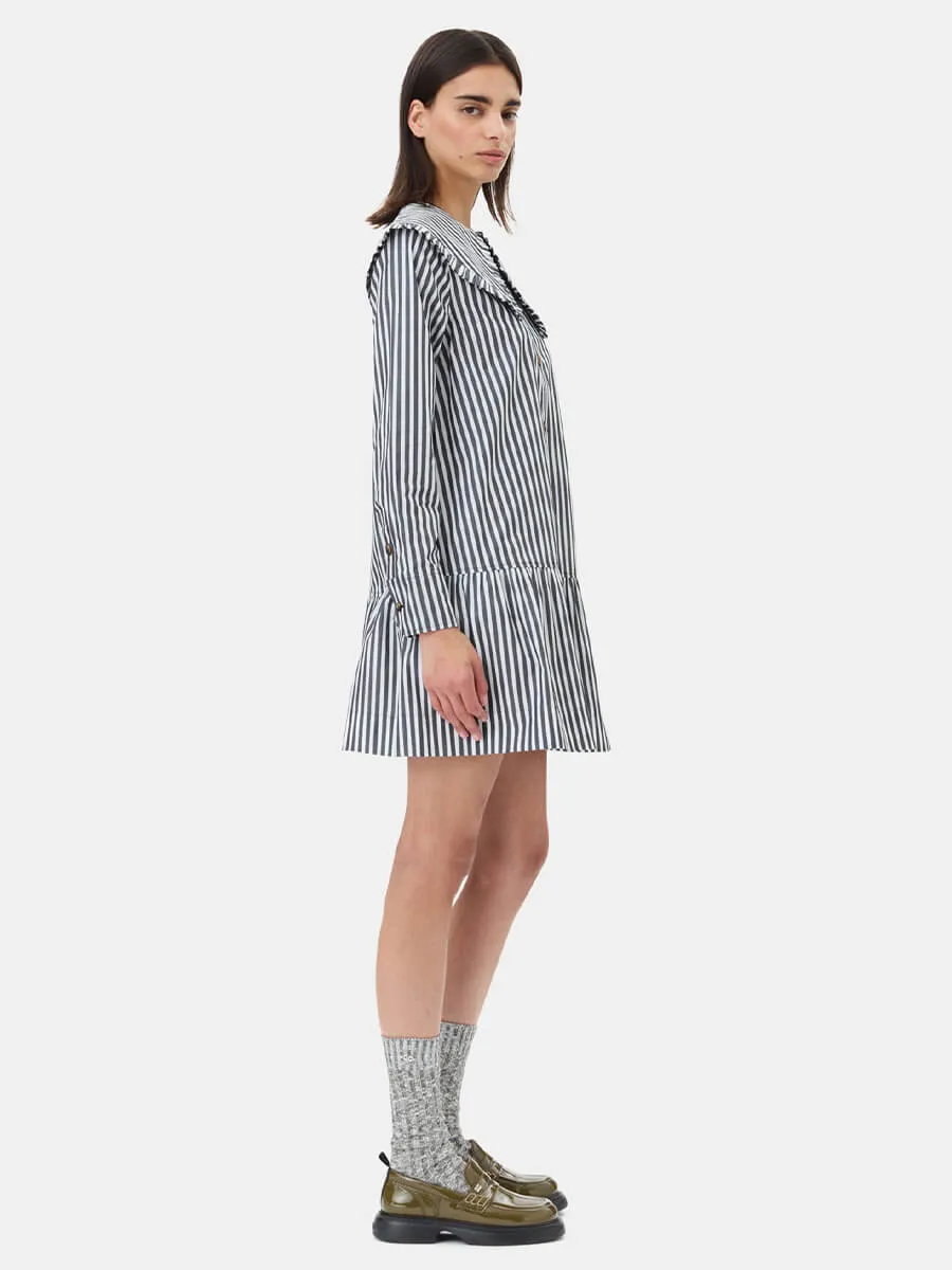 Black and White Stripe Mini Shirt Dress