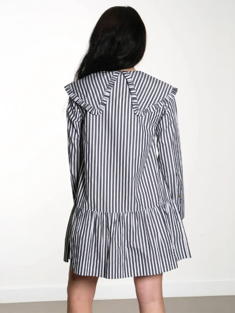 Black and White Stripe Mini Shirt Dress
