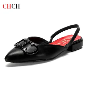 CHCH Women's Black Pointed Loafers – Elegant Flat Business Shoes™