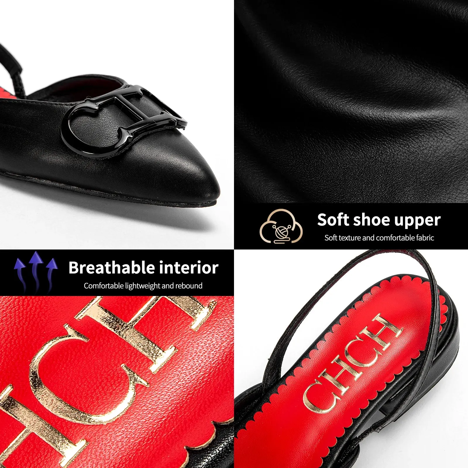 CHCH Women's Black Pointed Loafers – Elegant Flat Business Shoes™