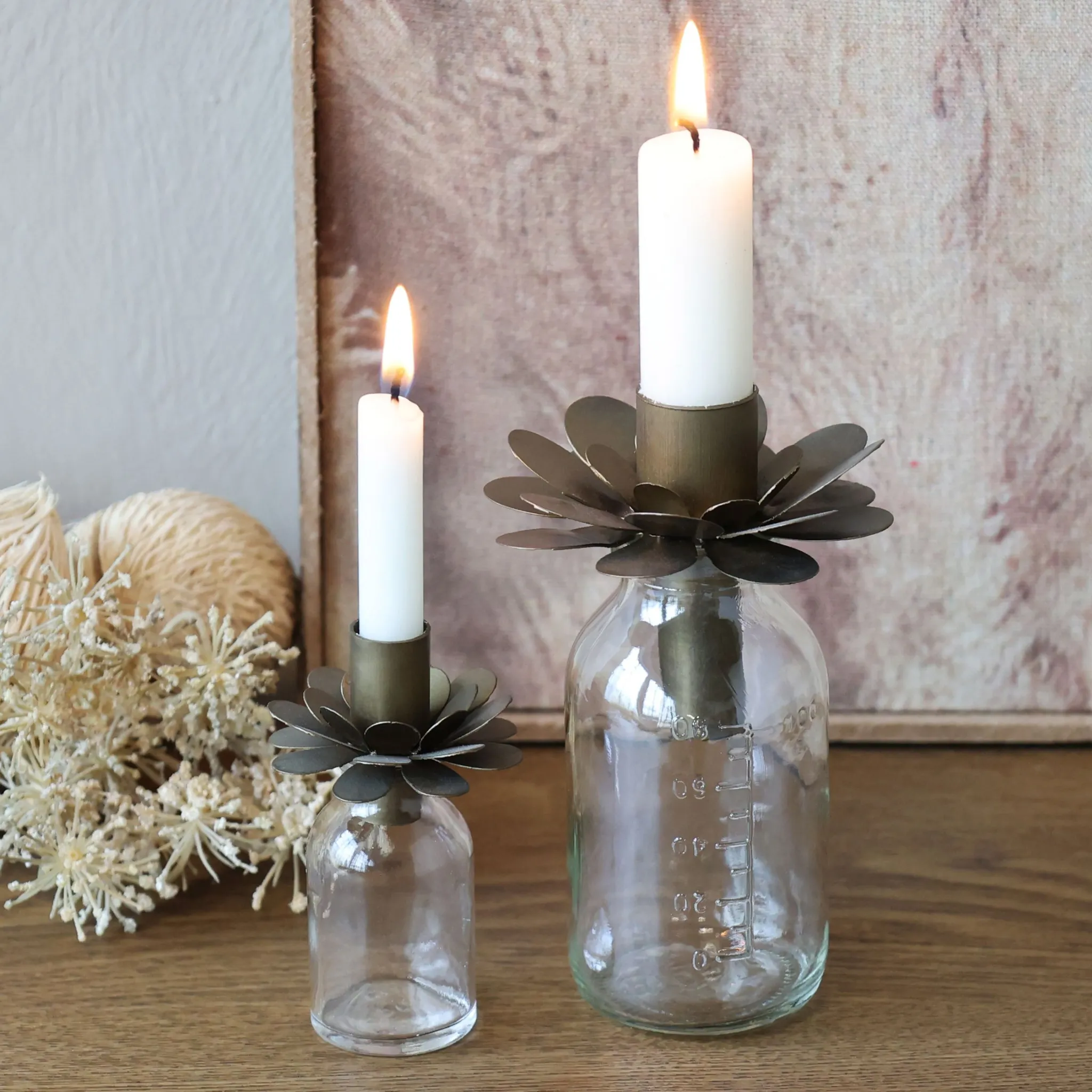 Chic antique Flaske med lysholder - Flere størrelser