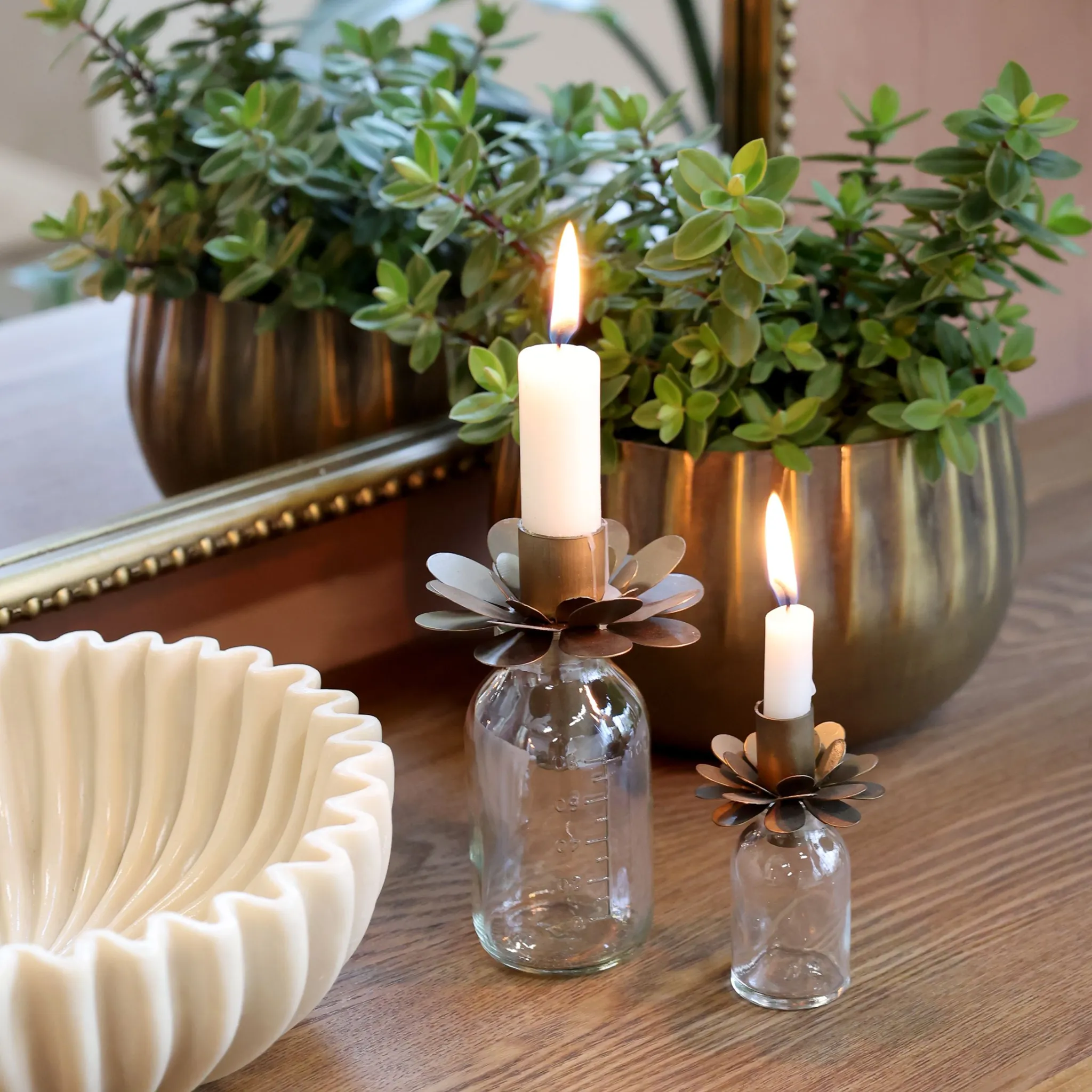 Chic antique Flaske med lysholder - Flere størrelser
