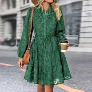 Elegant A-line lace midi dress