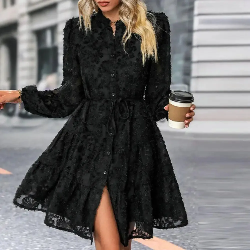 Elegant A-line lace midi dress