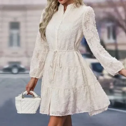 Elegant A-line lace midi dress
