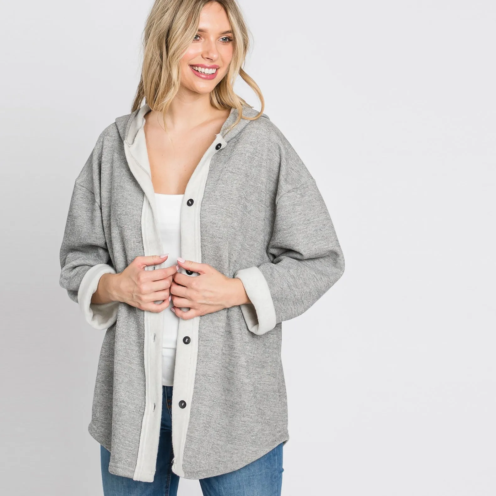 Fleece Button-Up Hoodie