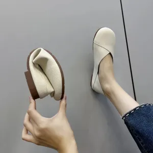 Genuine Leather Handmade Flats – Spring and Autumn Ballerina Shoes, Comfortable Soft Leather Loafers for Women
