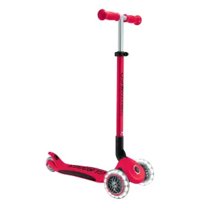 Globber Primo Foldable PLUS Lights 3-Wheels Kids Scooter - New Red
