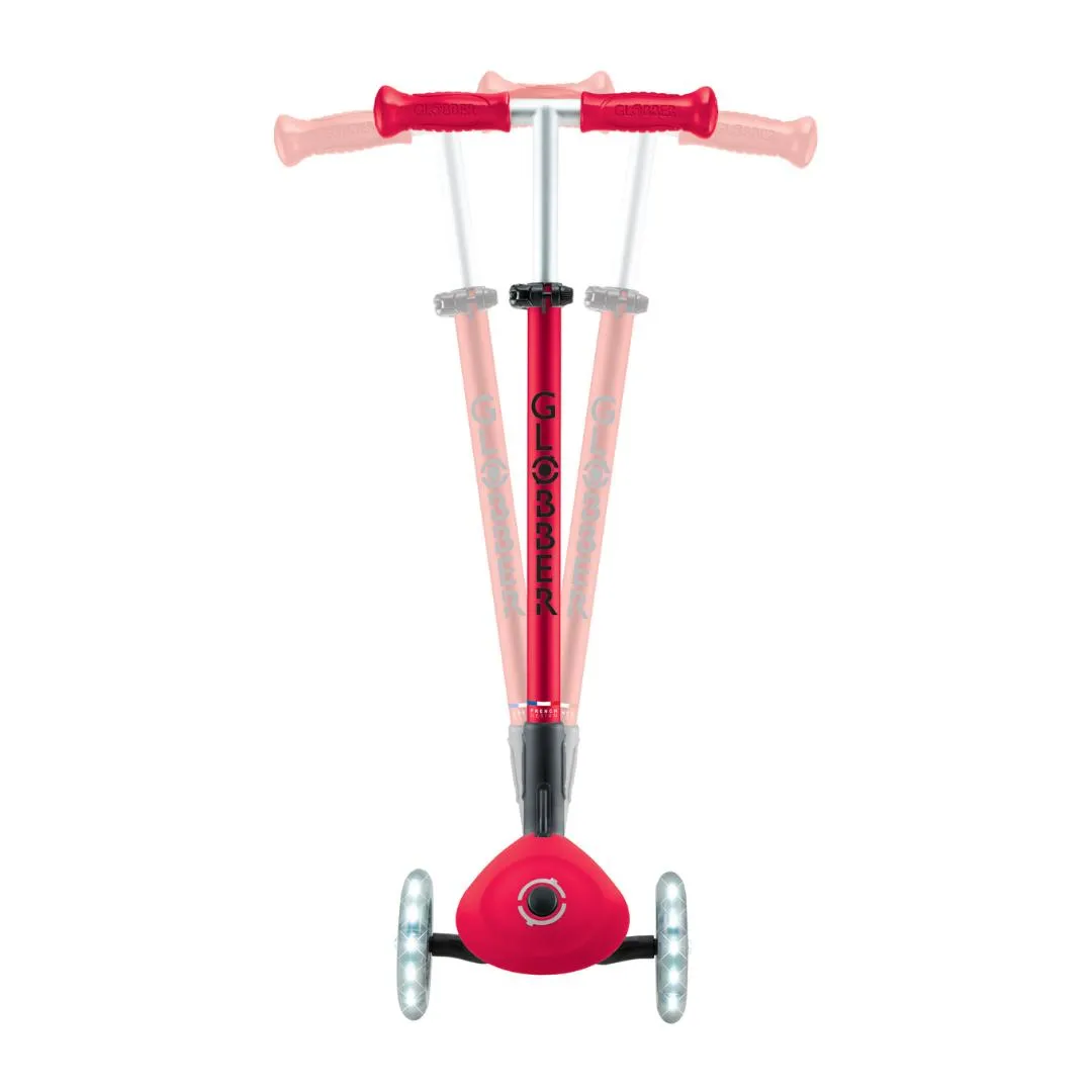 Globber Primo Foldable PLUS Lights 3-Wheels Kids Scooter - New Red