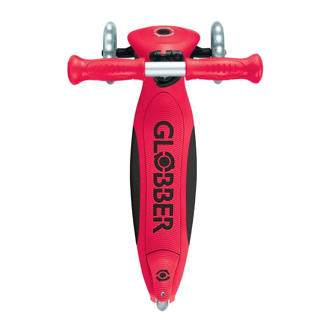 Globber Primo Foldable PLUS Lights 3-Wheels Kids Scooter - New Red