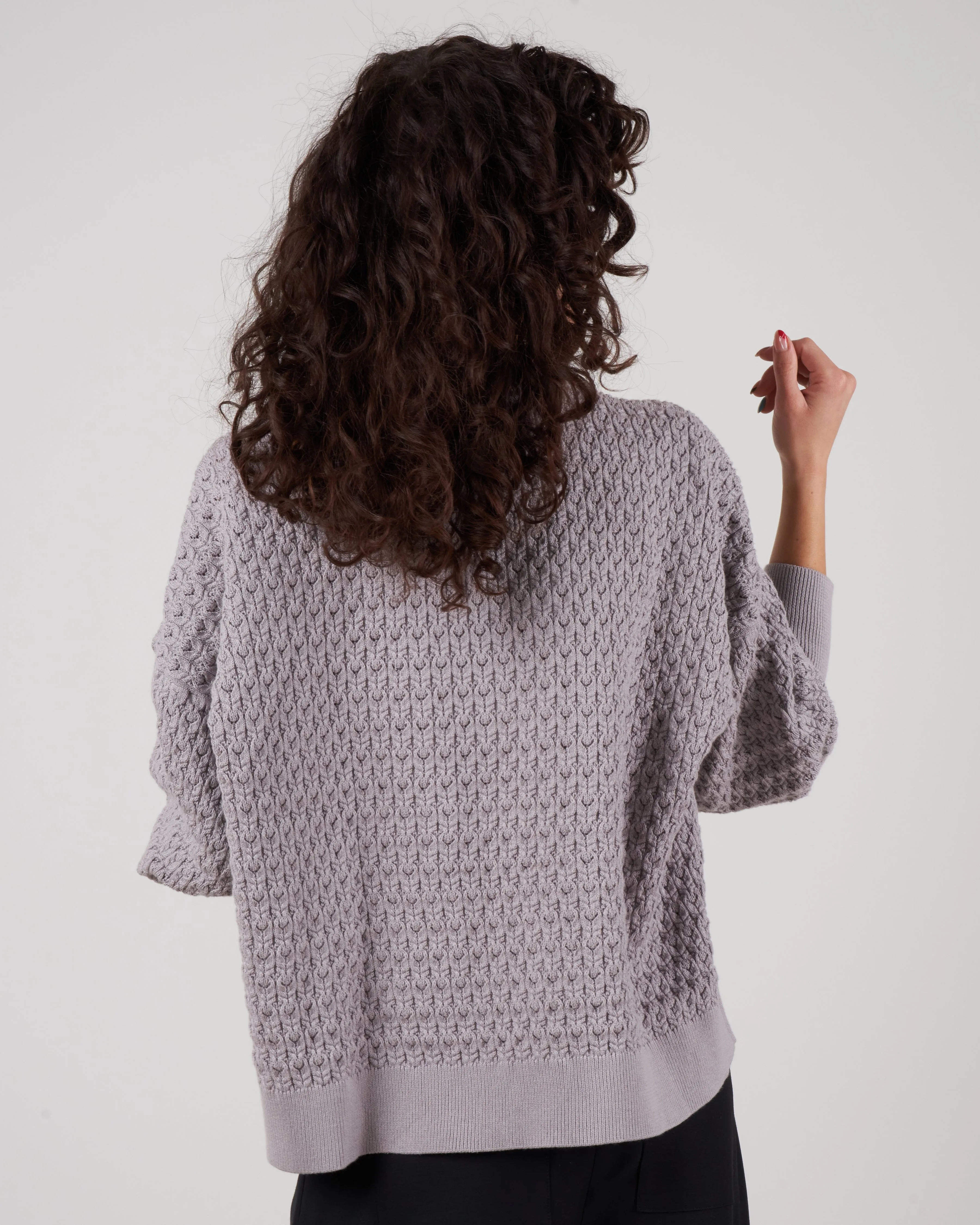 lace polo - stone grey