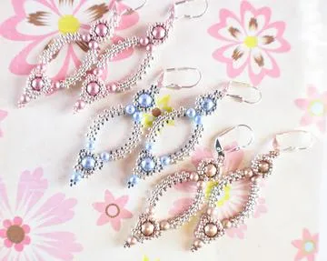 Light Blue Pearl and Silver Oval Hoop Earrings made with Swarovski Pearls