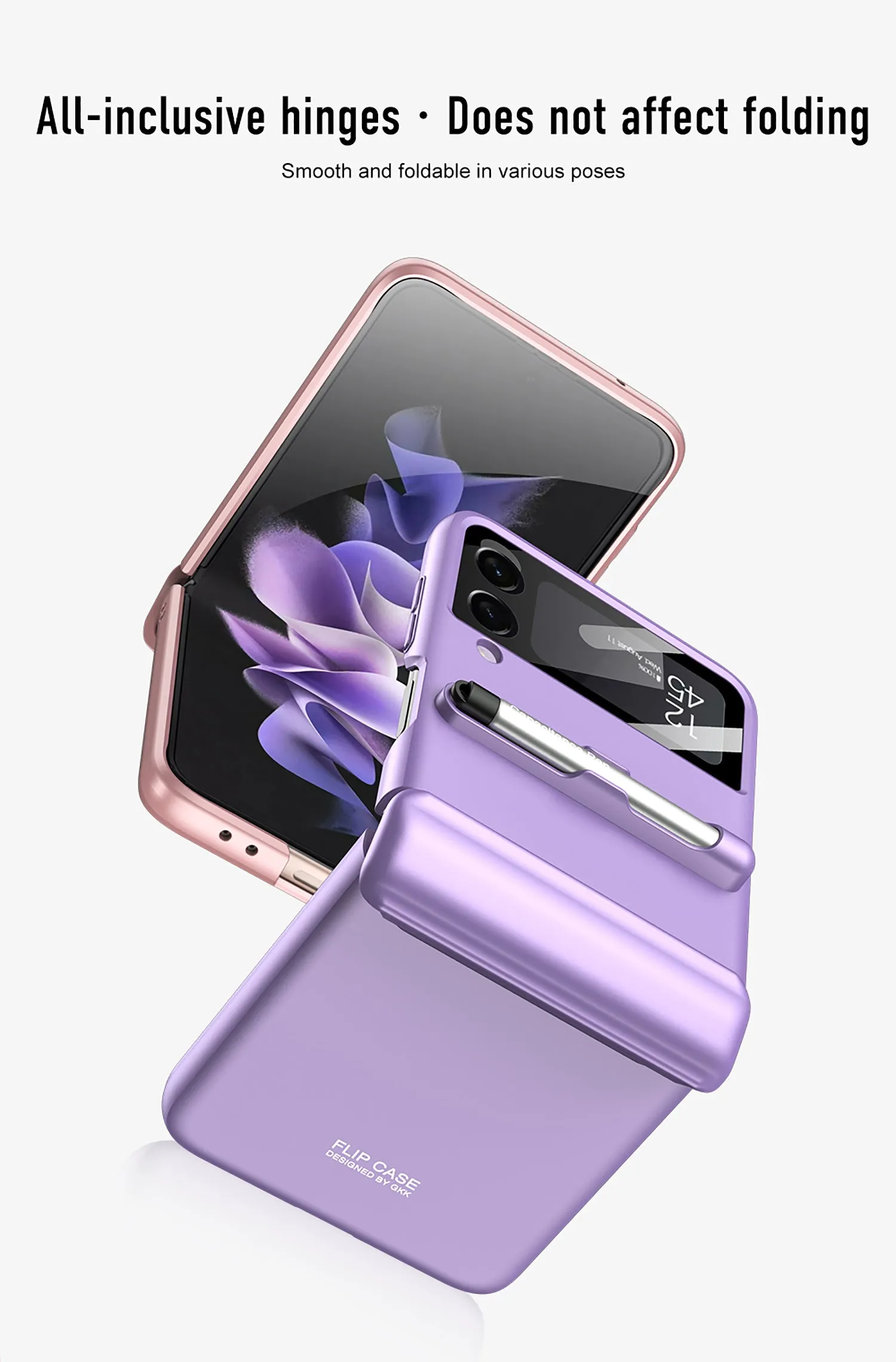 Magnetic hinge Slim Case For Samsung Galaxy Z Flip 3 5G With Capacitive Pen Slot Plastic Phone Cover For Galaxy Z Flip3 Case