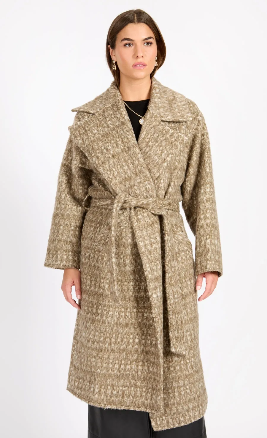 Oversized Oatmeal Wool Blend Coat
