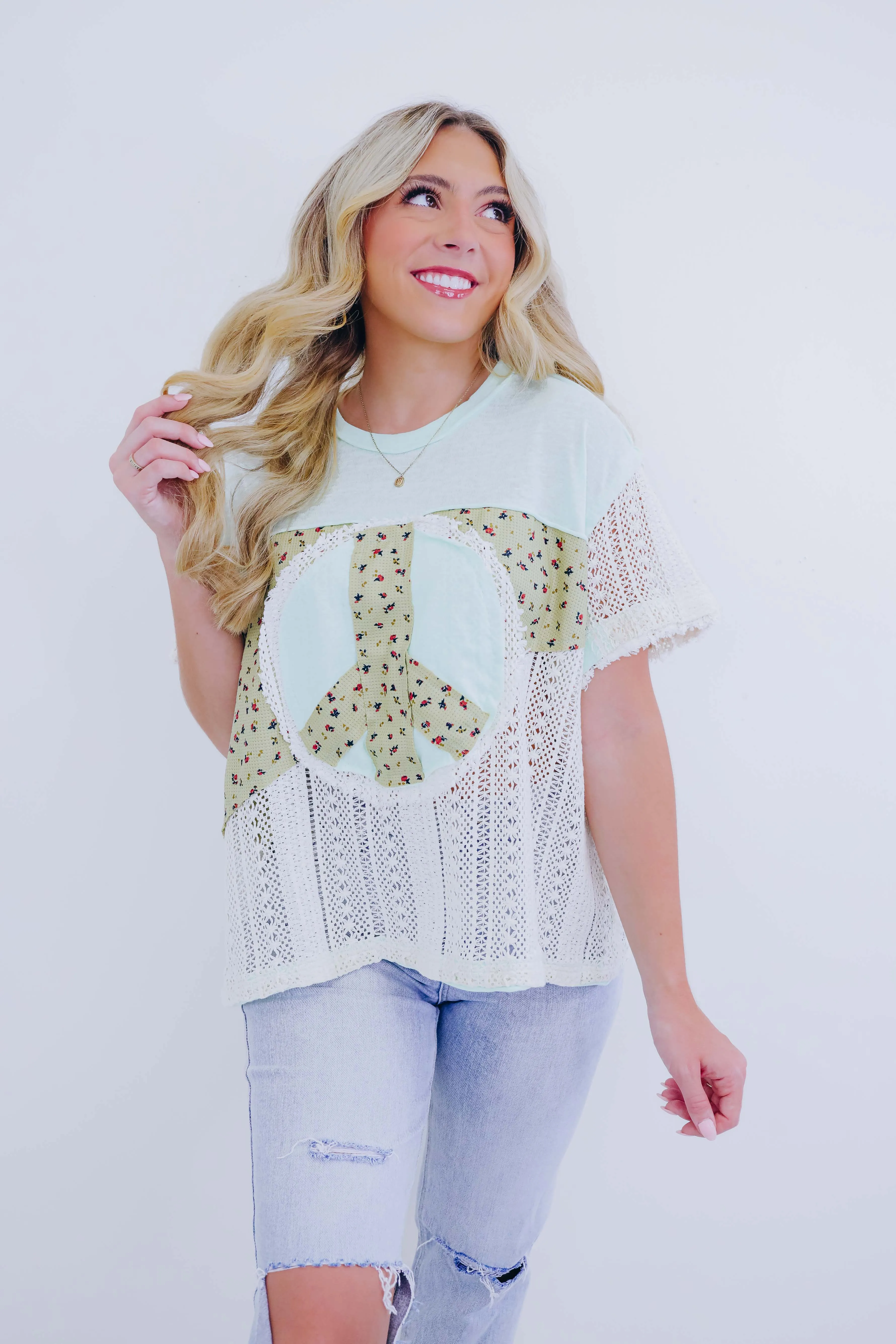 Poppy Peace Patchwork Top by POL - 4 Colors