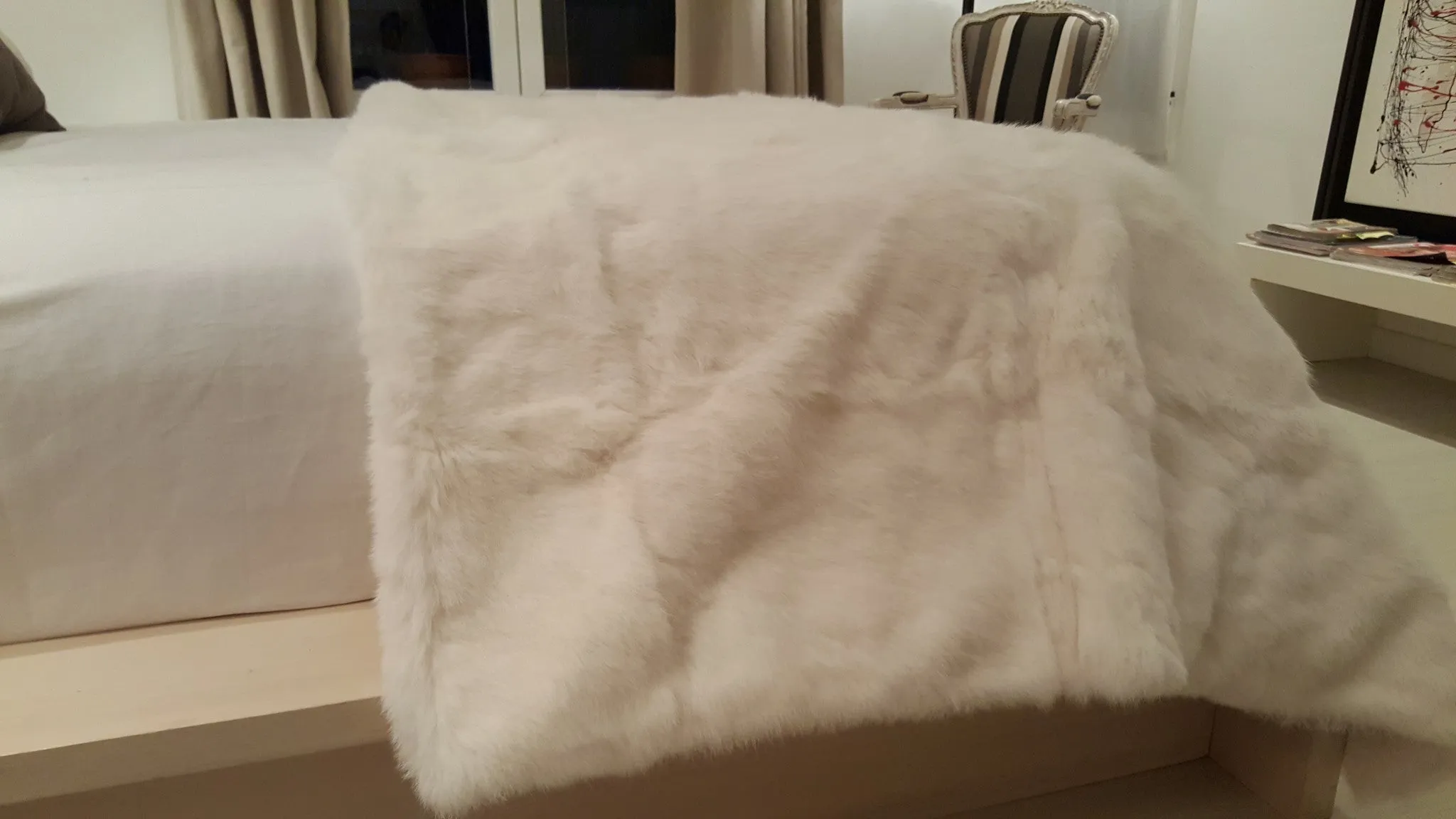 Rabbit Fur Blanket - Natural Ivory