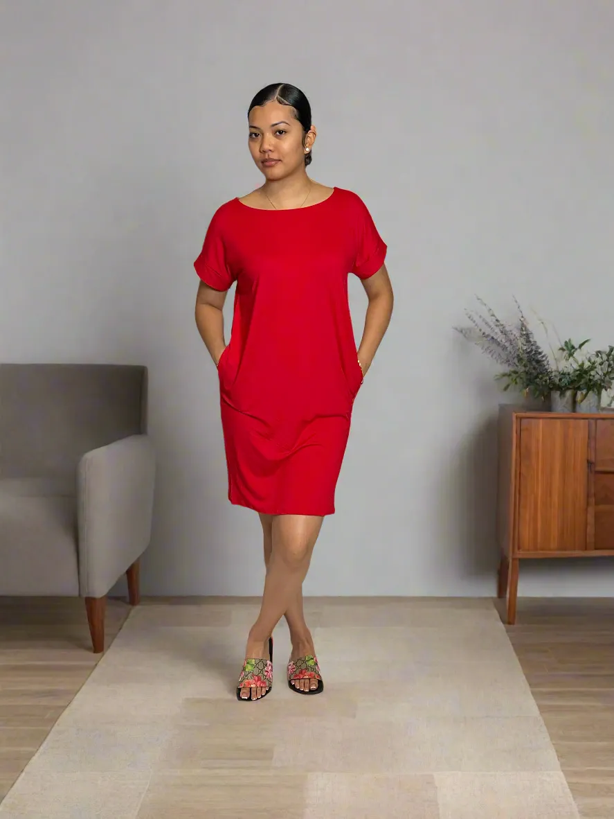 Rolled Sleeve T-Shirt Dress
