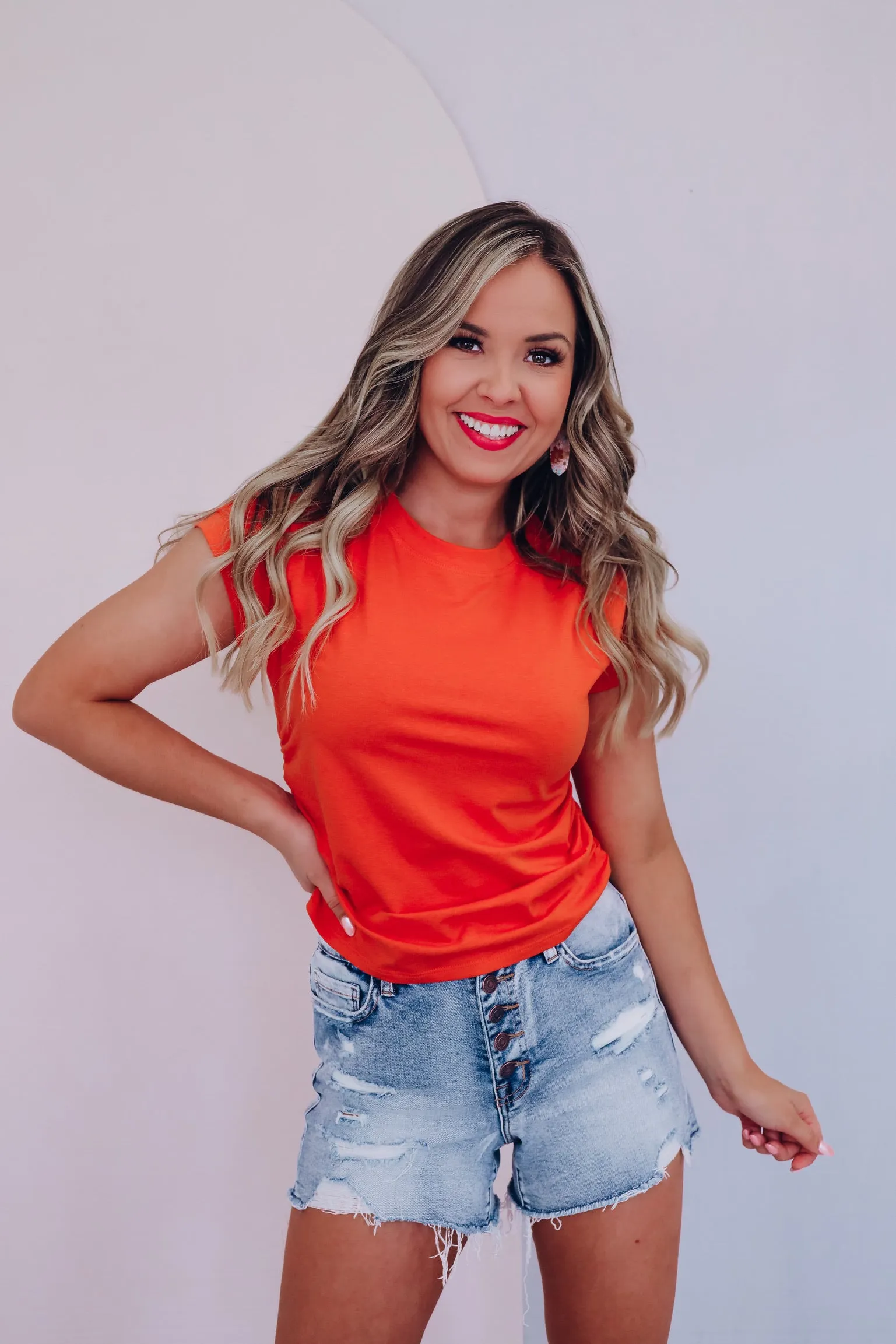 Sadie Side Ruched Top - Orange