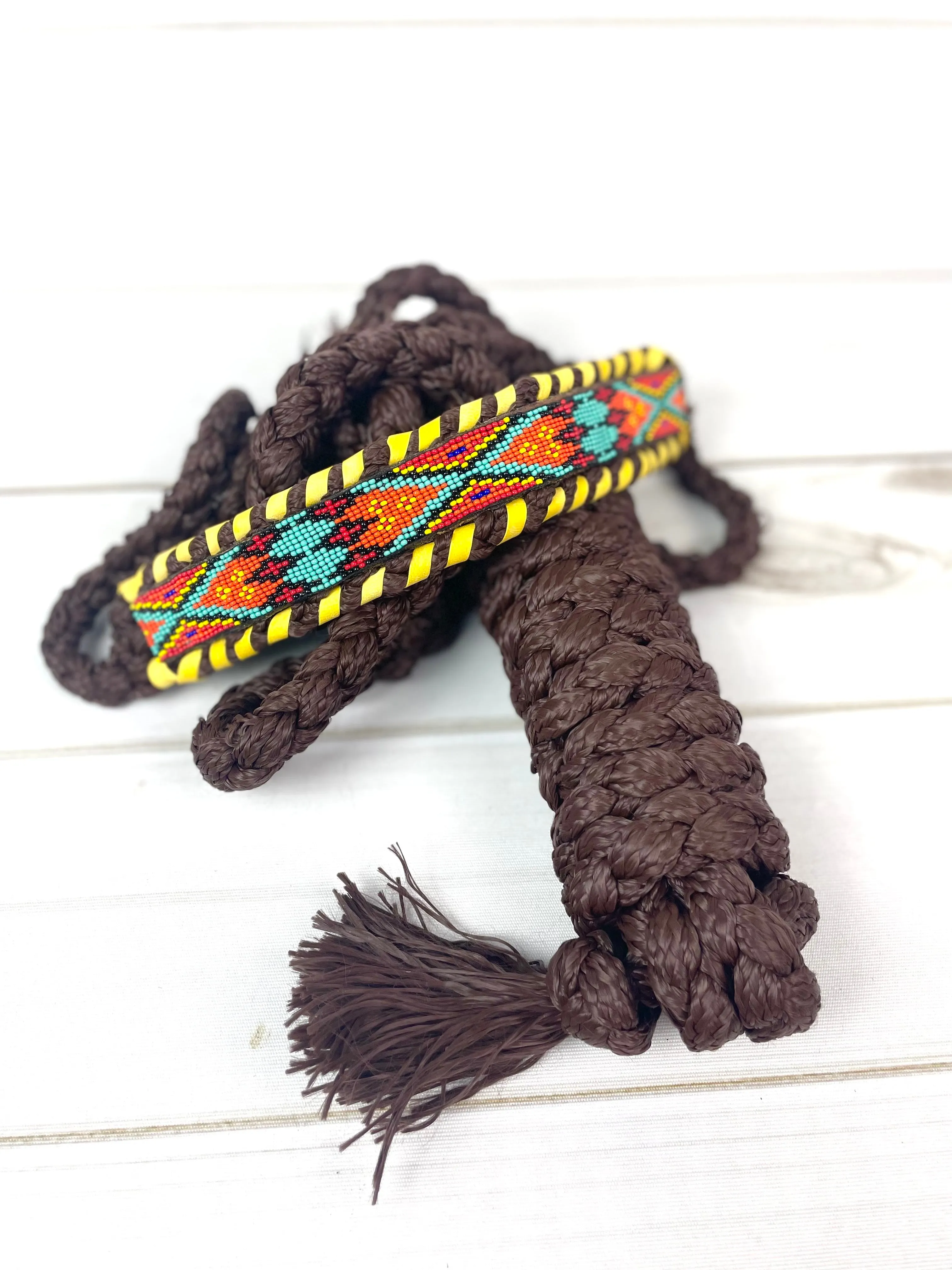 SALE! Orange, Red, Yellow & Teal Beaded Nylon Muletape Halter