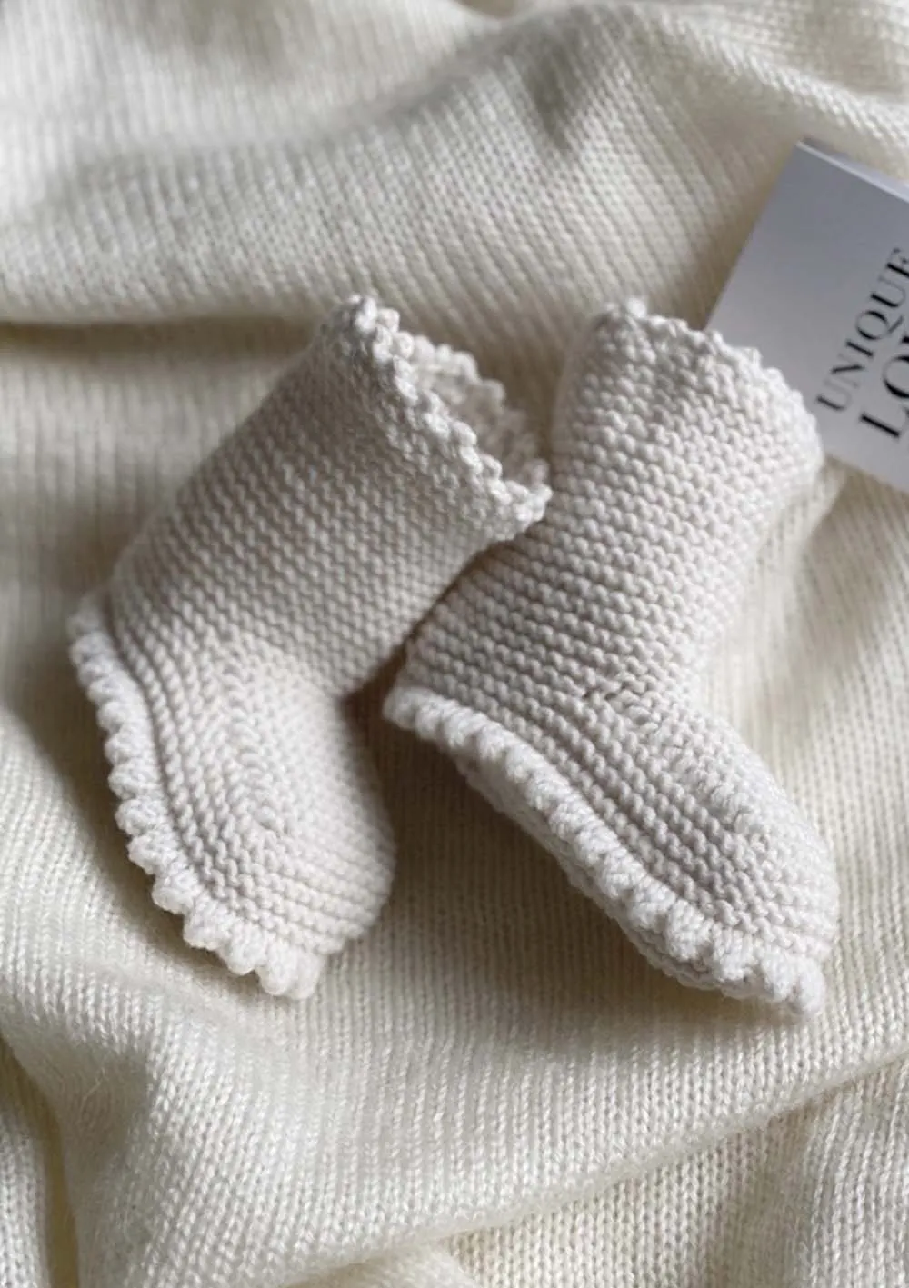Strickschuhe Boots Creme
