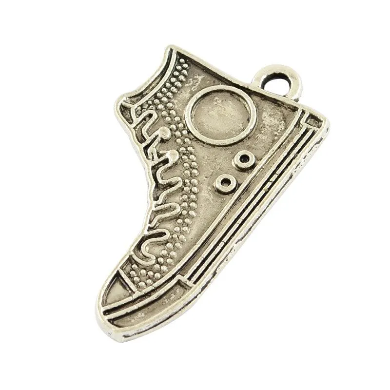 Tibetan Alloy  Shoes/Sneakers Antique Silver Enamel Settings 30x17x1.5mm
