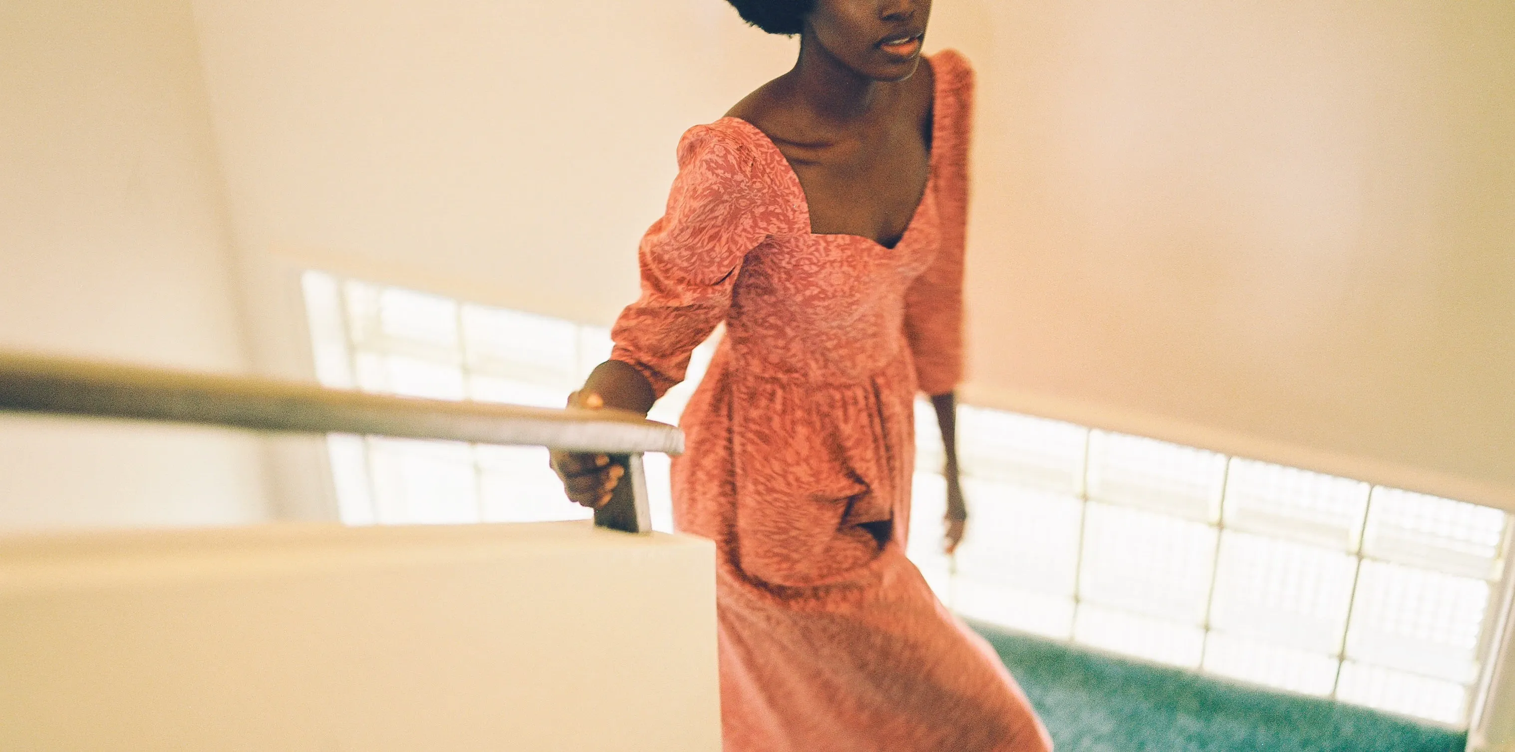 Violet Dress with Sweetheart Neck in Baroque Rose Cotton Cord